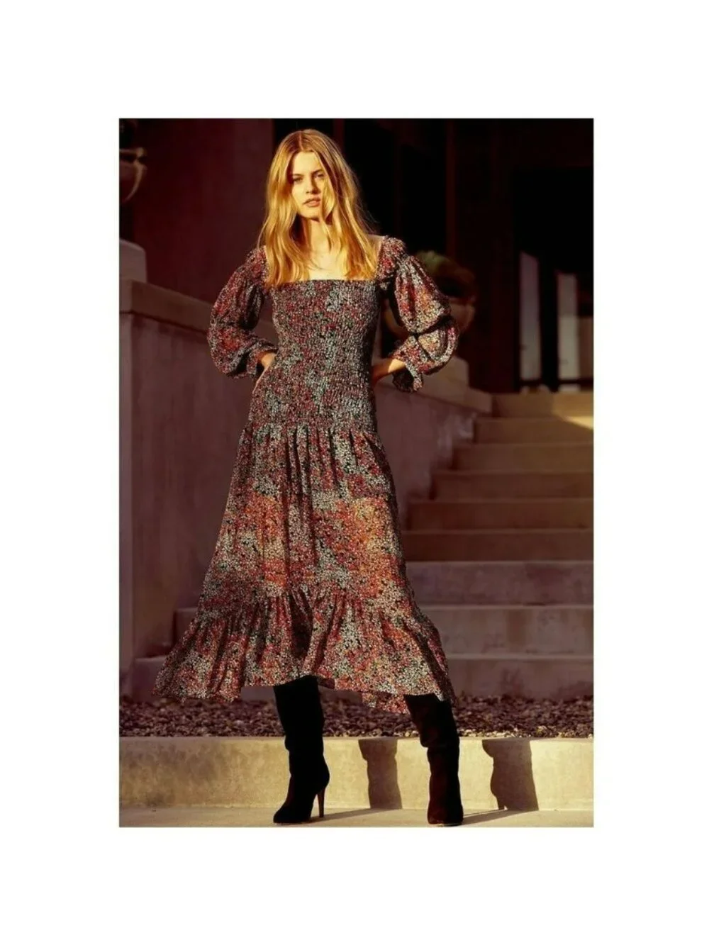 NWT Misa Los Angeles Rashida Smocked Floral Maxi Dress Nazirah Boho Whimsigoth - Picture 2 of 16